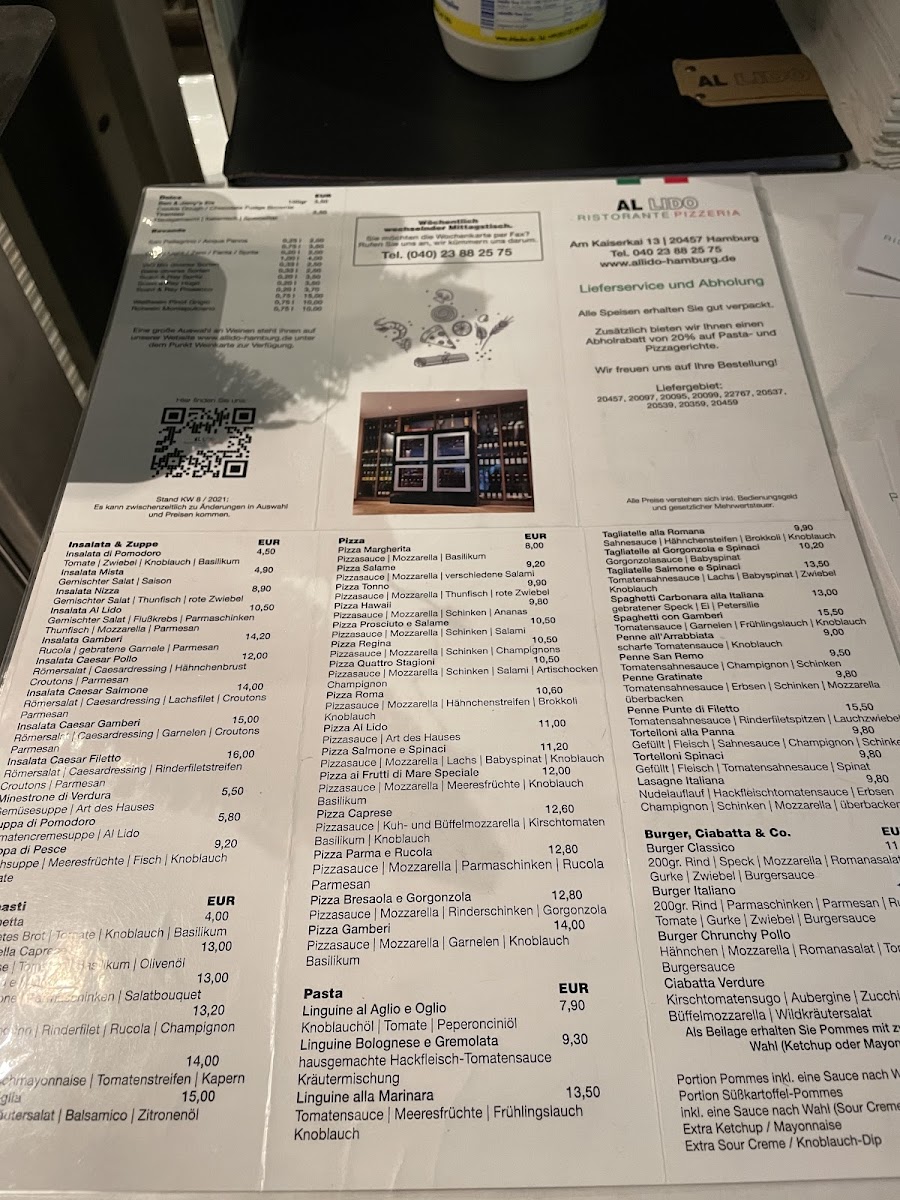 Menu Ristorante Pizzeria Al Lido In Hamburg - Hafencity-10